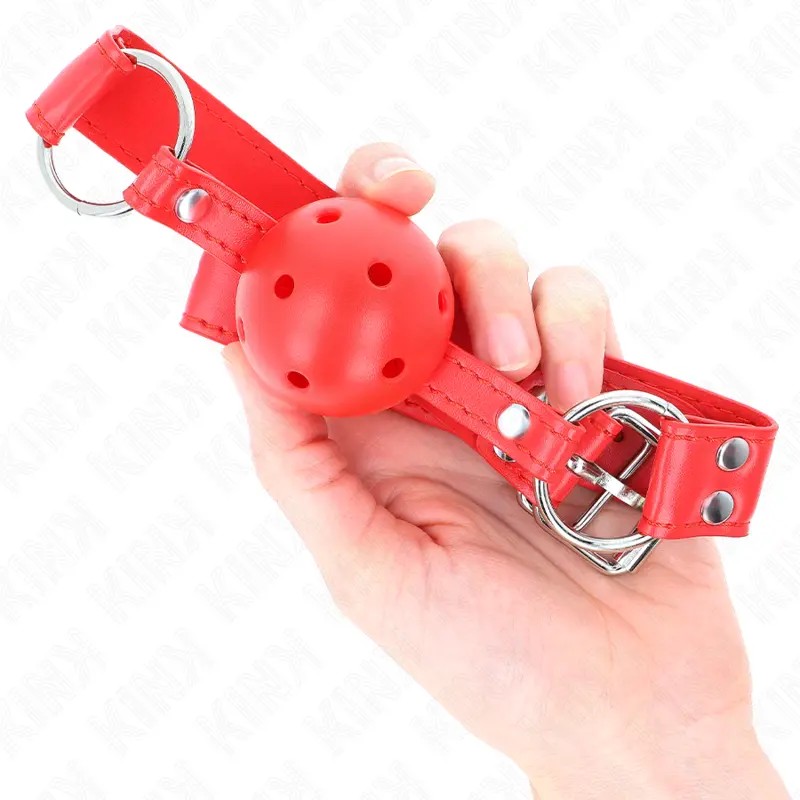 KINK - BALL GAG COMPLETO ROSSO CAVO DURO 62 x 2 CM - immagine 4