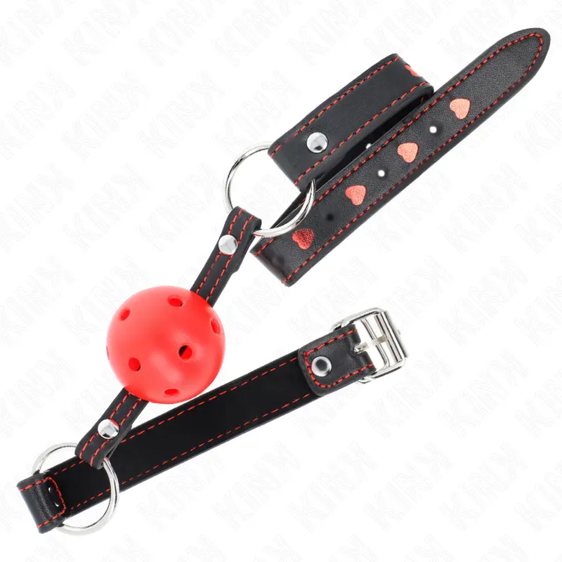 KINK - BALL GAG HOLLOW HARD ROSSO MODELLO 2 65 x 2,5 CM - immagine 2