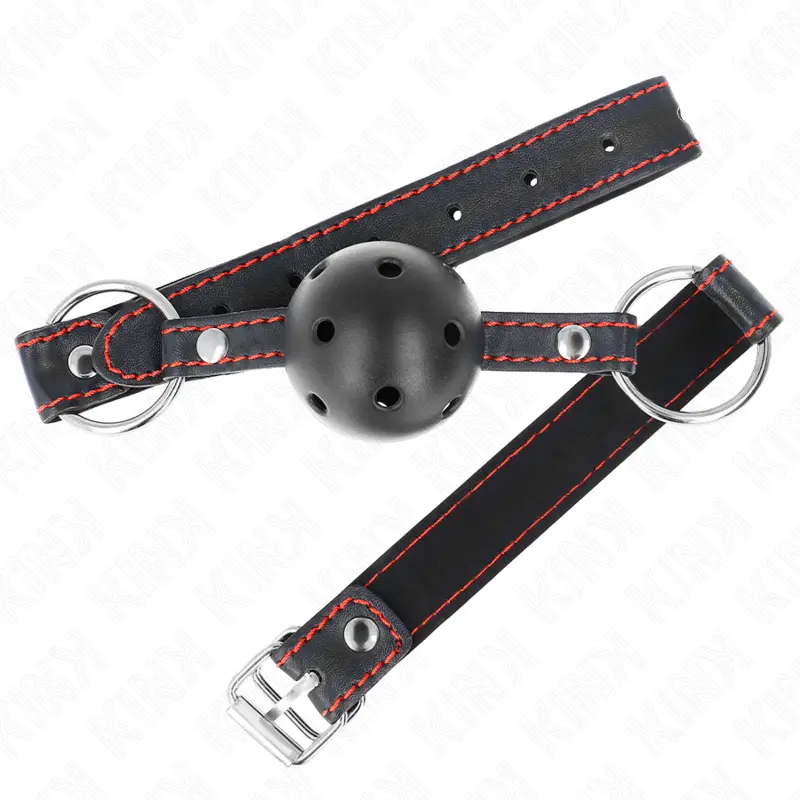 KINK - BALL GAG HOLLOW HARD NERO MODELLO 2 65 x 2,5 CM - immagine 2