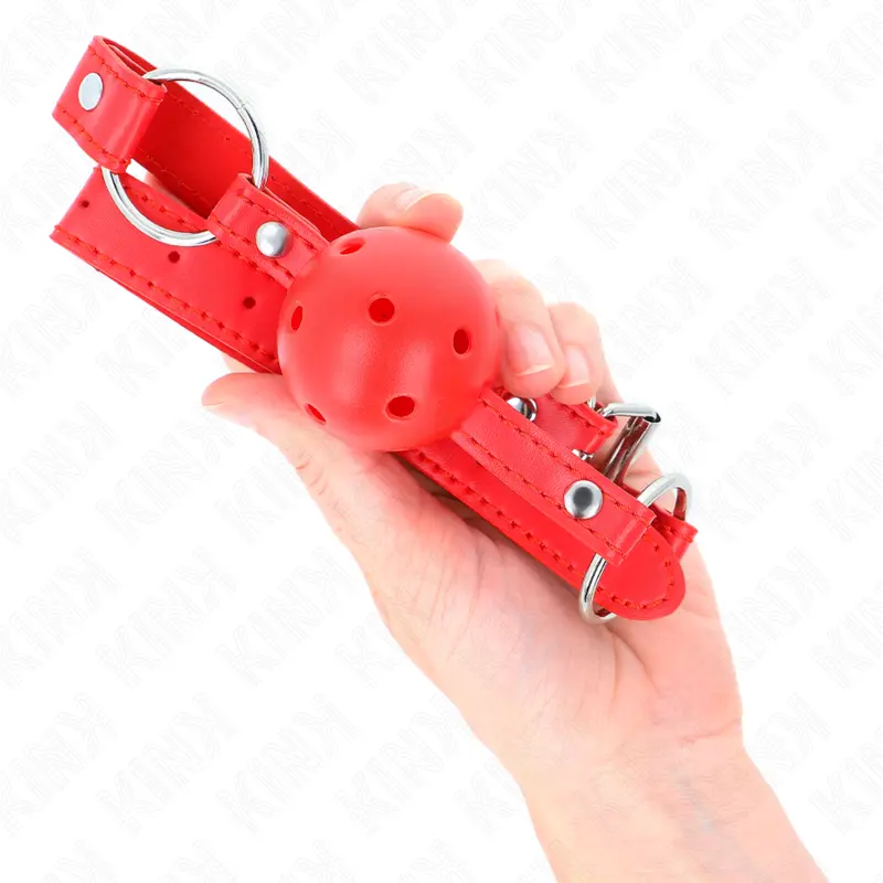 KINK - BAVAGLIO SFERA TRASPIRANTE 4 CM CON DOPPIO RIVETTO MODELLO 1 ROSSO 62,5 x 2,5 CM REGOLABILE 42-58 CM - immagine 4