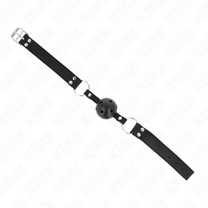 KINK - BAVAGLIO SFERA TRASPIRANTE 4 CM CON DOPPIO RIVETTO MODELLO 1 NERO 62,5 x 2,5 CM REGOLABILE 42-58 CM - immagine 3