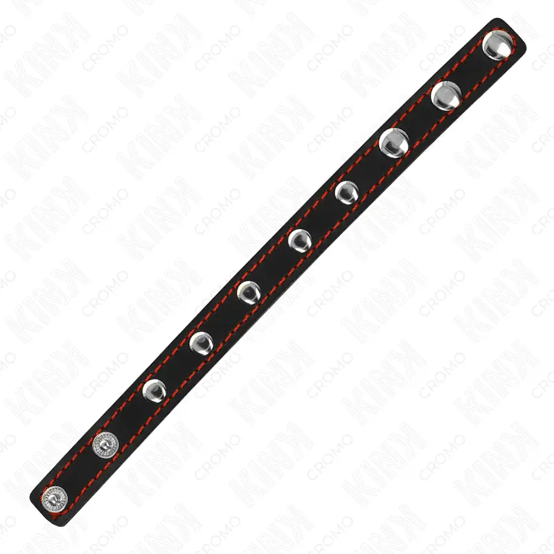 KINK - ANELLO PER PENE IN PELLE CON CHIUSURA A PRESSIONE FODERA ROSSA 21 X 1,5 CM - immagine 4