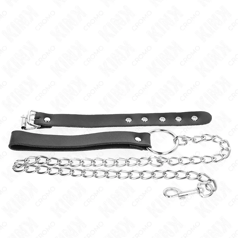 KINK - ANELLO PER PENE IN PELLE CON CINGHIA 21,5 X 2 CM E CATENA IN METALLO 60 CM - immagine 4