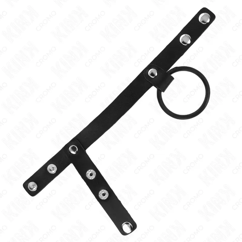 KINK - ANELLO PER PENE IN SILICONE 3,8 CM CON DIVISORE PER PALLINE E CINTURINO IN PELLE 22 X 1,5 CM - immagine 4