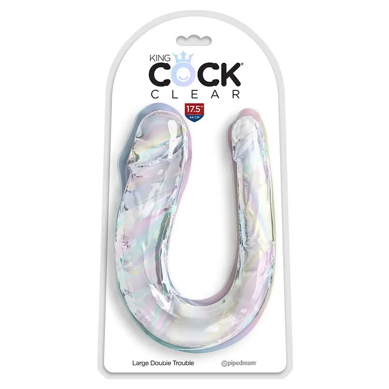 KING COCK - DOUBLE TROUBLE DOPPIO TROUBLE 44 CM TRASPARENTE - immagine 2